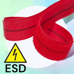Rzepy Fastfix antystatyczny ESD zintegrowany z liniową ścieżką przewodzącą o charakterystyce dysypacyjnej.